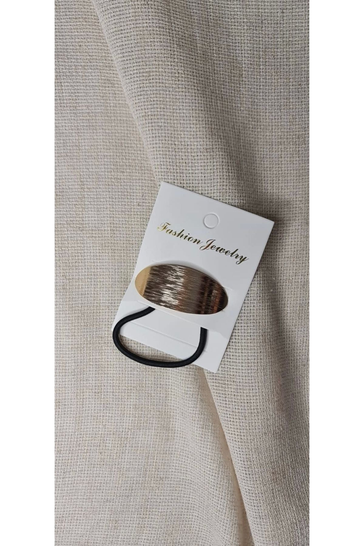 Gold Tone Elastic Hair Tie with Metal Accent – M1