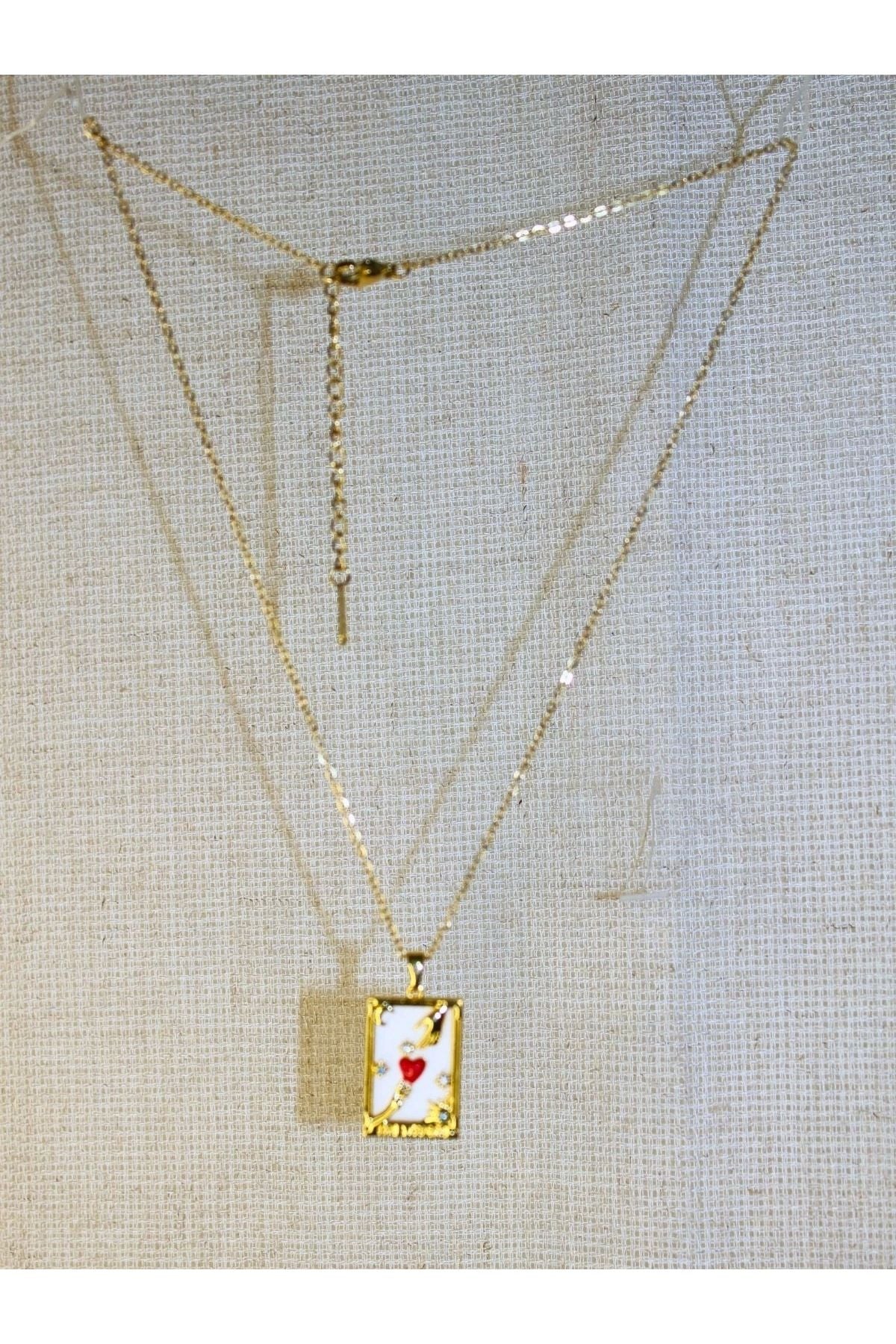 Gold Tarot Lovers Card Necklace – 44 cm Chain