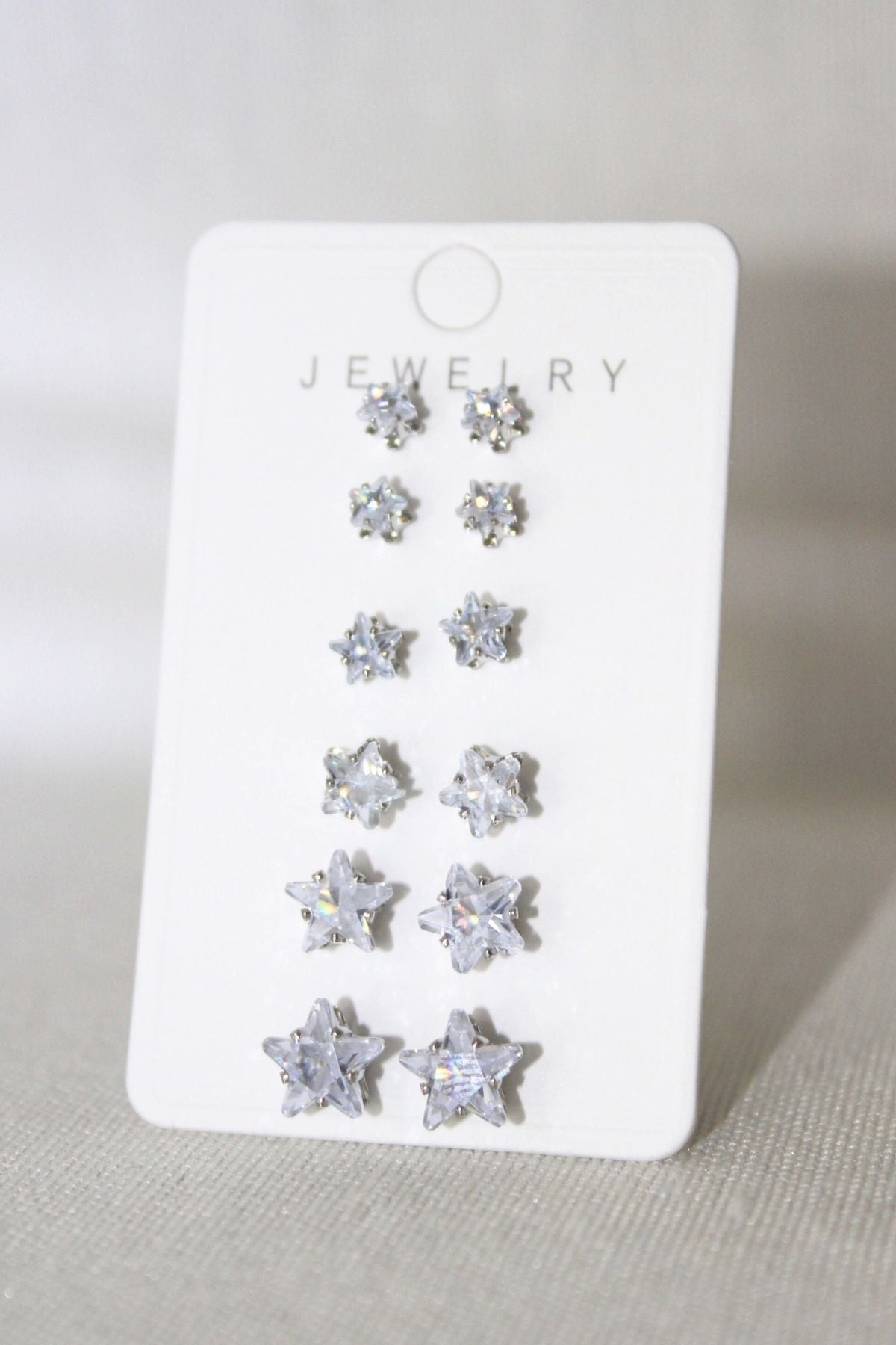 Crystal Star Stud Earrings – Unisex, 6 Sizes