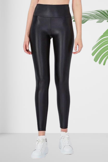 High Waisted Fleece Lined Faux Leather Leggings | Women's Winter Thermal Leggings