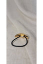 Gold Tone Elastic Hair Tie with Metal Accent – M1