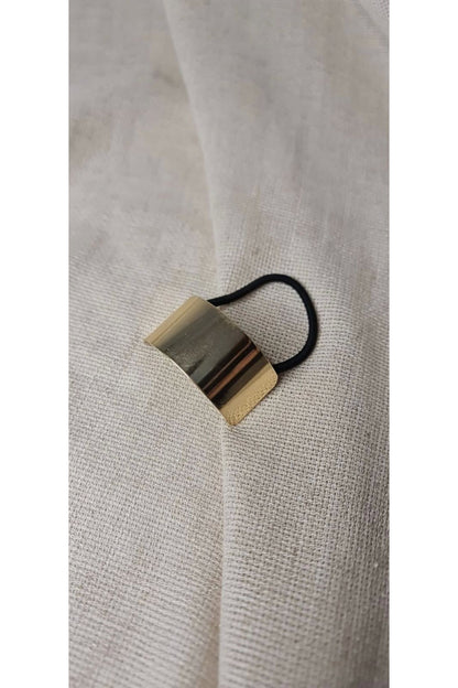 Gold Tone Metal Accent Elastic Hair Tie M2