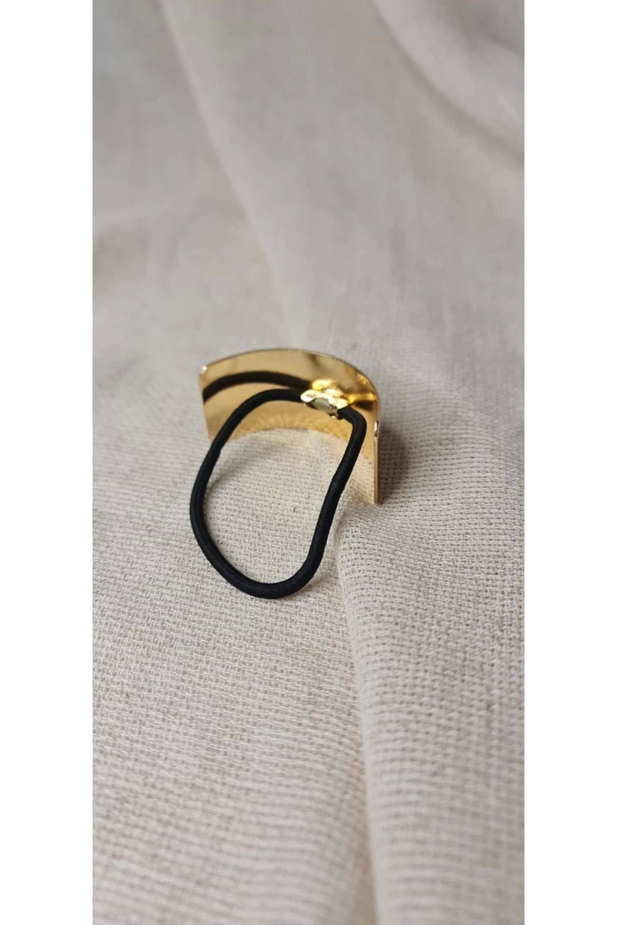 Gold Tone Metal Accent Elastic Hair Tie M2