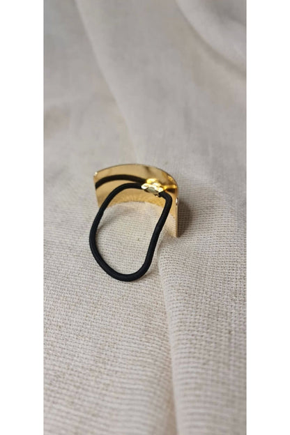 Gold Tone Metal Accent Elastic Hair Tie M2
