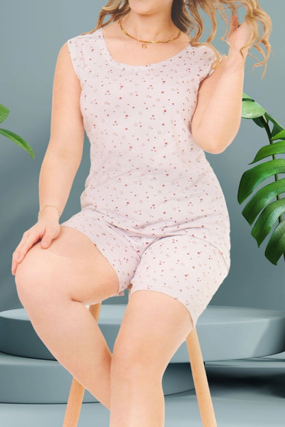 Büyük Beden Kalın Askılı Viskon Yazlık Şortlu Pijama Takımı
