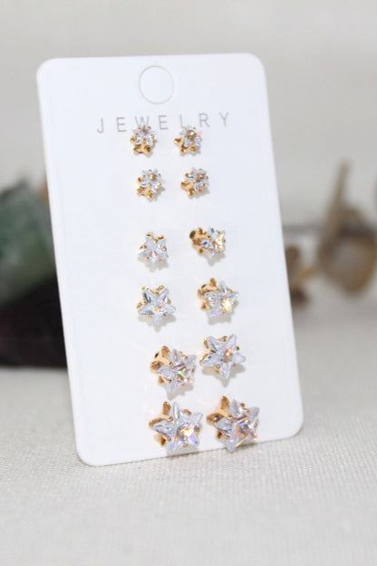 Gold Crystal Star Earrings – 6 Size Options