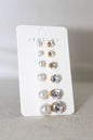 Round Crystal & Pearl Earrings – Gold Tone Statement