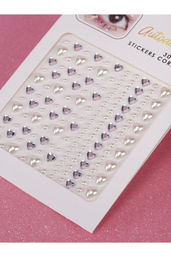 Pearl Heart Crystal Face & Body Sticker Set – 170 Pieces