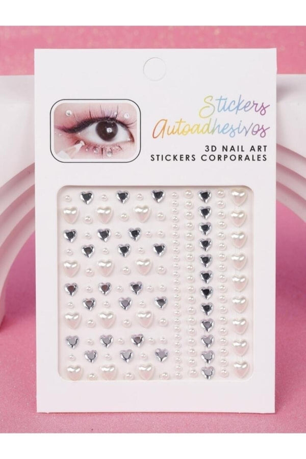 Pearl Heart Crystal Face & Body Sticker Set – 170 Pieces
