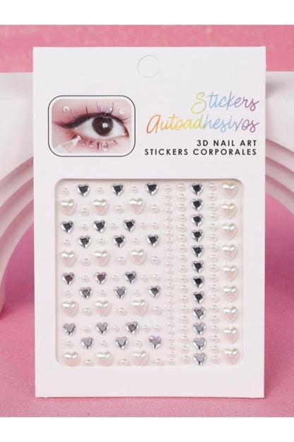 Pearl Heart Crystal Face & Body Sticker Set – 170 Pieces