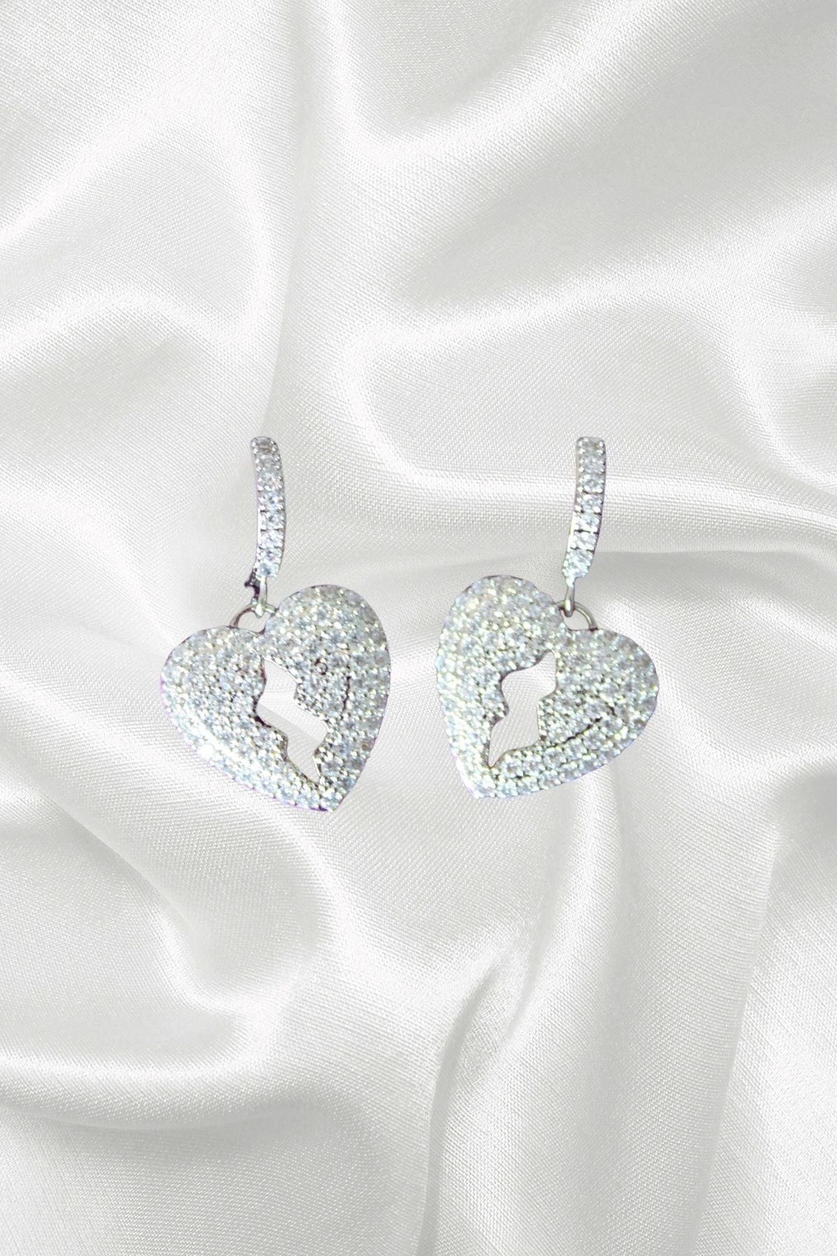 Luxury Crystal Heart Dangle Earrings