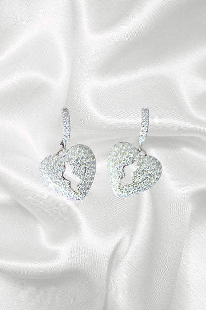 Luxury Crystal Heart Dangle Earrings