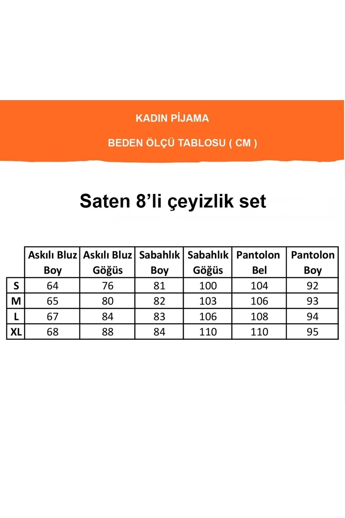 8 Parça Saten Gelin Seti – Kimono, Gecelik & Şortlu Pijama Takımı