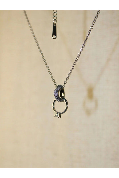 Gold Full Crystal Heart Necklace with Solitaire Detail – 44 cm