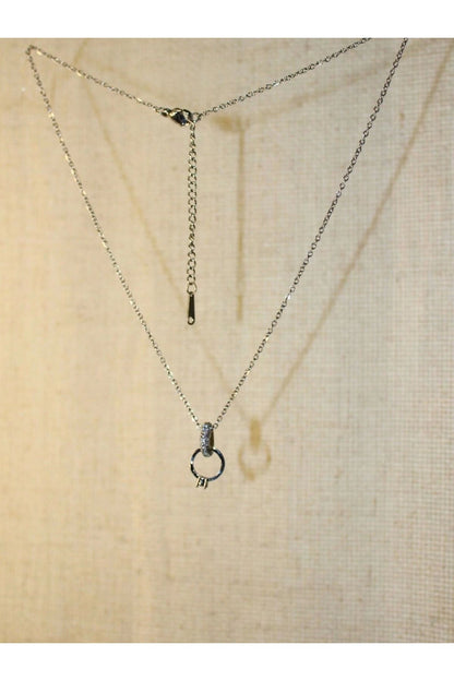 Gold Full Crystal Heart Necklace with Solitaire Detail – 44 cm
