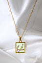 Lilac Painting Inspired Necklace – 49 cm Gold Tone