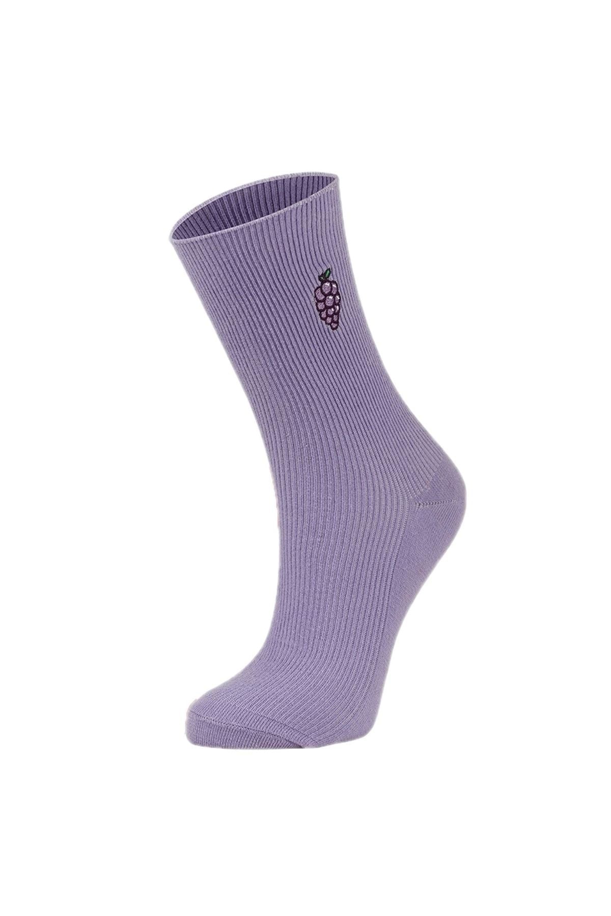 Embroidered Fruit Pattern Unisex Crew Socks