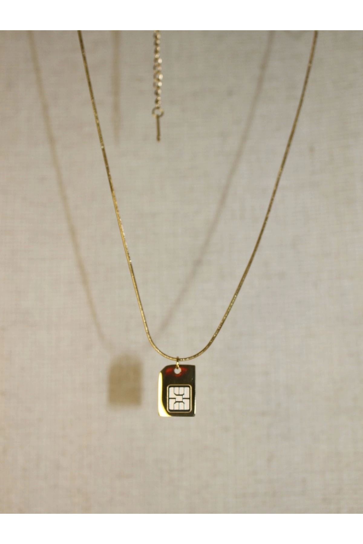 Gold SIM Card Pendant Necklace – Unisex Italian Chain 44 cm