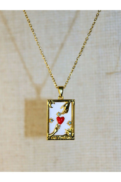 Gold Tarot Lovers Card Necklace – 44 cm Chain