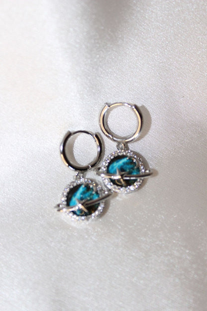 Celestial Star Moon World Dangle Earrings