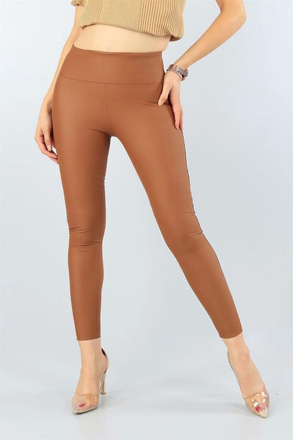 High Waist Fleece Lined Faux Leather Leggings