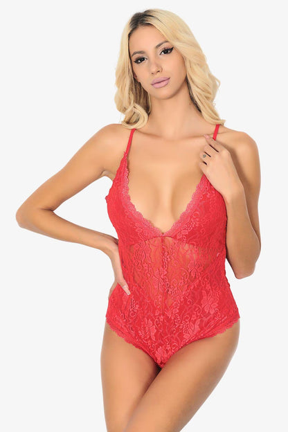Plus Size Floral Lace Babydoll Lingerie